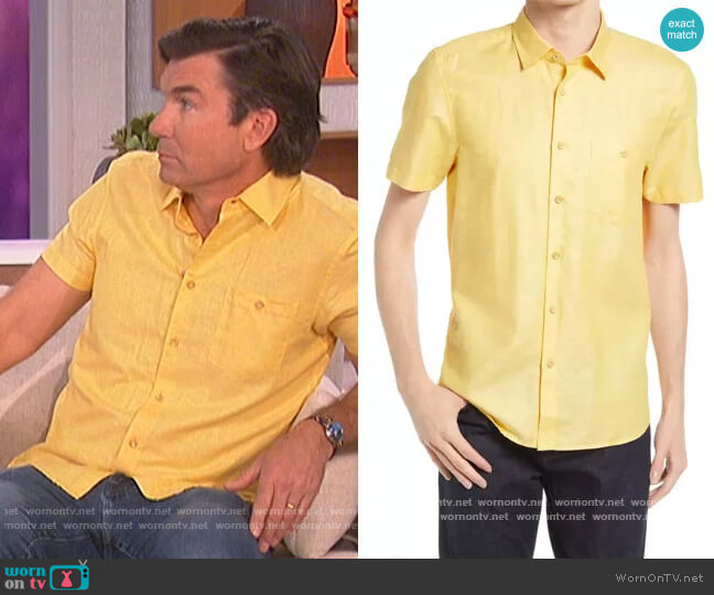 Ted Baker Civiche Linen & Cotton Button-Up Shirt worn by Jerry O'Connell on The Talk