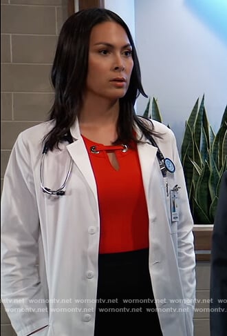 Terry Randolph’s red grommet embellished top on General Hospital