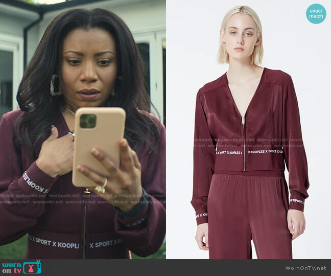 The Kooples Jacket with Zip and Logo Band worn by Sherry (Shalita Grant) on You