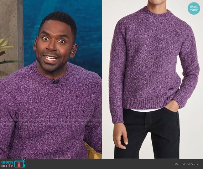 The Kooples Wool Sweater with a Honeycomb Texture worn by Justin Sylvester on E! News