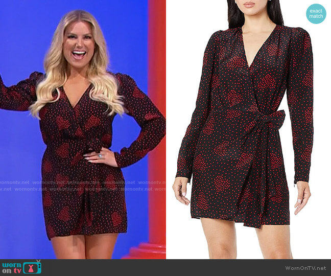 The Kooples Heart Bouquet Print Wrap Dress worn by Rachel Reynolds on The Price is Right