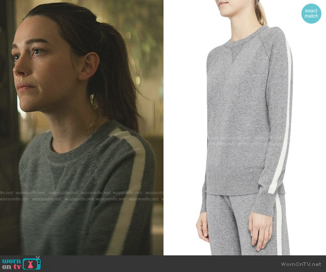 Theory Cashmere Athletic Striped Sweater worn by Love Quinn (Victoria Pedretti) on You