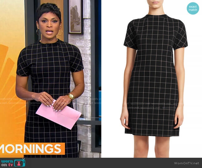 Theory Dolman Sleeve Plaid Shift Dress worn by Jericka Duncan on CBS Mornings