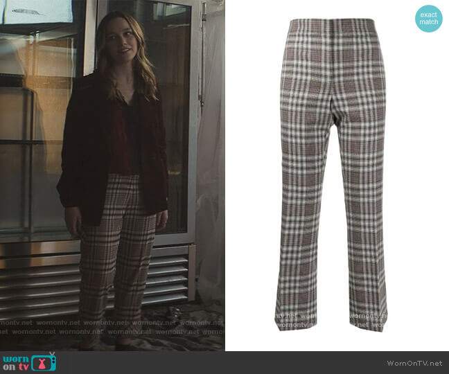 Theory Checked Trousers worn by Love Quinn (Victoria Pedretti) on You