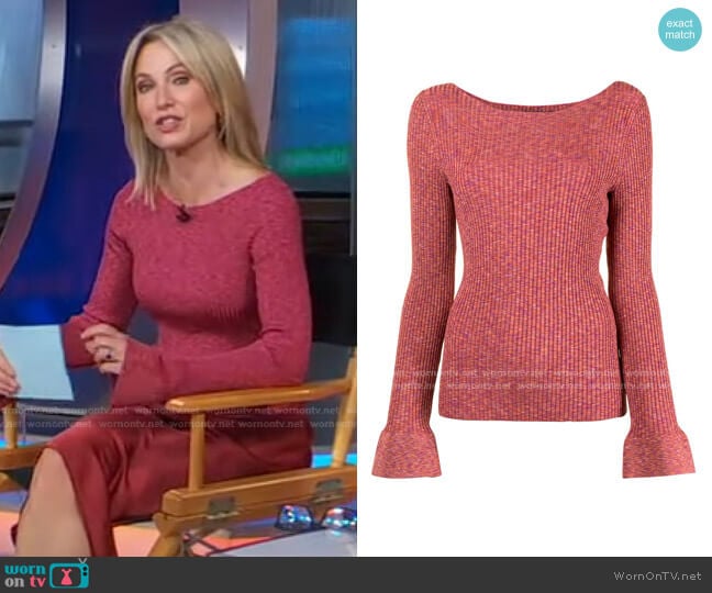 Theory Ribbed Knit Jumper worn by Amy Robach on Good Morning America