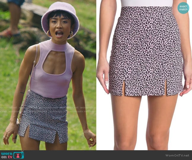 Topshop Leopard Bengaline Mini Skirt worn by Margot (Brianne Tju) on I Know What You Did Last Summer