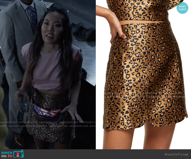 Topshop Animal Print Jacquard Skirt worn by Mary Hamilton (Nicole Kang) on Batwoman