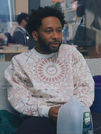 Trae’s printed sweatshirt on Love Life