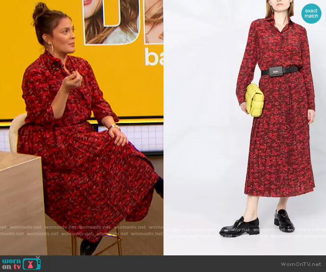 Valentino Lip Print Silk Shirt worn by Drew Barrymore on The Drew Barrymore Show