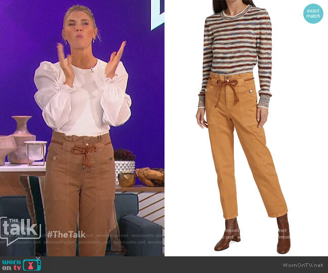 Veronica Beard Karter Paperbag Waist Cotton Blend Pants worn by Amanda Kloots on The Talk