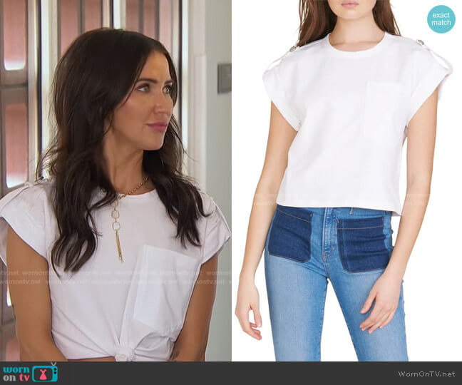 Veronica Beard Eletra Roll-Tab Top worn by Kaitlyn Bristowe on The Bachelorette