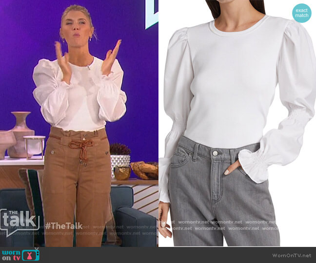 Veronica Beard Fawn Puff-Sleeve Top worn by Amanda Kloots on The Talk