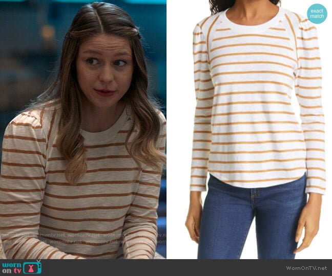 Veronica Beard Mason Stripe Tee worn by Kara Danvers (Melissa Benoist) on Supergirl