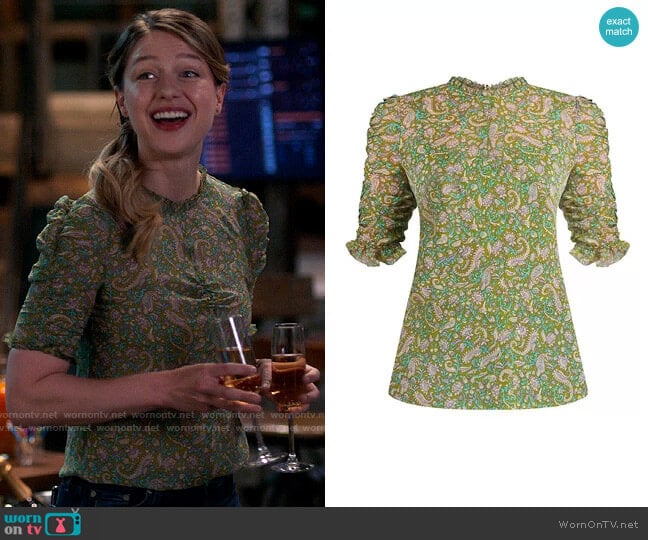 Veronica Beard Natuka Paisley Blouse worn by Kara Danvers (Melissa Benoist) on Supergirl