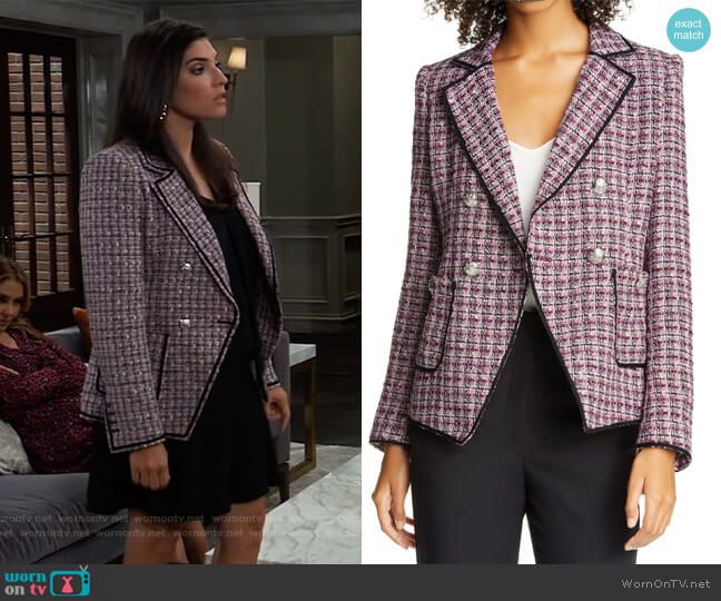Veronica Beard Theron Tweed Jacket worn by Brook Lynn Quartermaine (Amanda Setton) on General Hospital