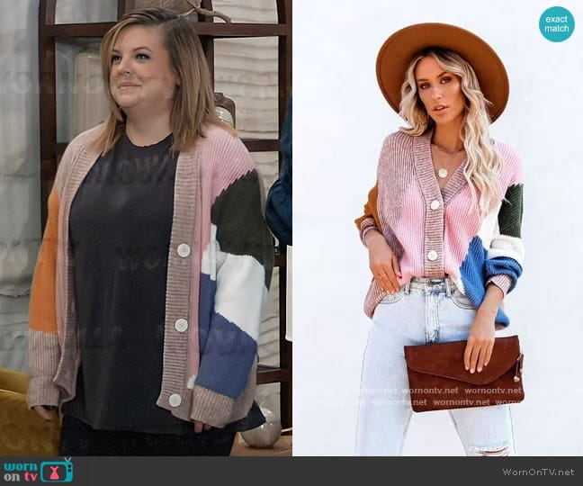 Vici Colorblock Cardigan worn by Maxie Jones (Kirsten Storms) on General Hospital