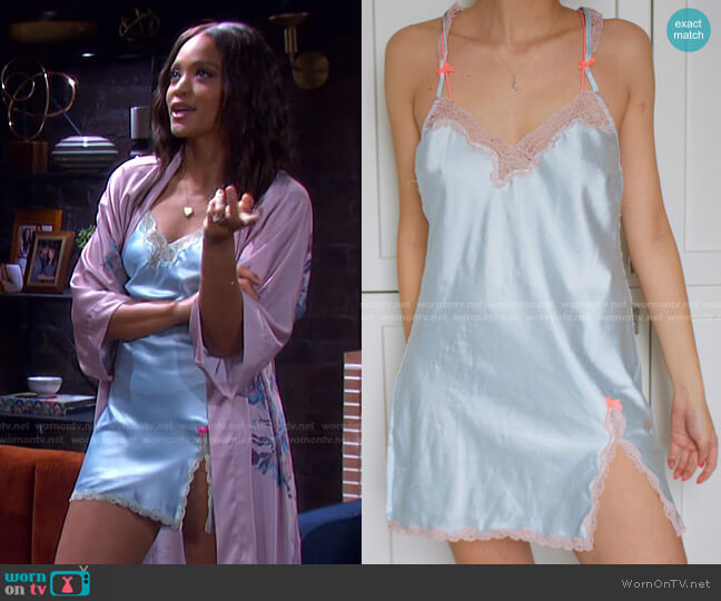 Victorias Secret Lace-Trim Slip worn by Lani Price (Sal Stowers) on Days of our Lives
