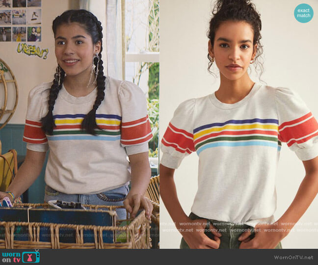 Anthropologie Puff-Sleeved Sweatshirt worn by Dawn Schafer (Kyndra Sanchez) on The Baby-Sitters Club