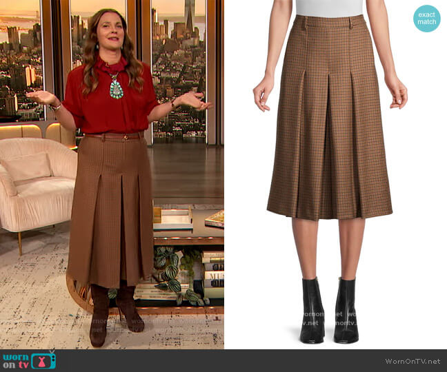Weekend Max Mara Abbono Wide-Leg Wool Culottes worn by Drew Barrymore on The Drew Barrymore Show