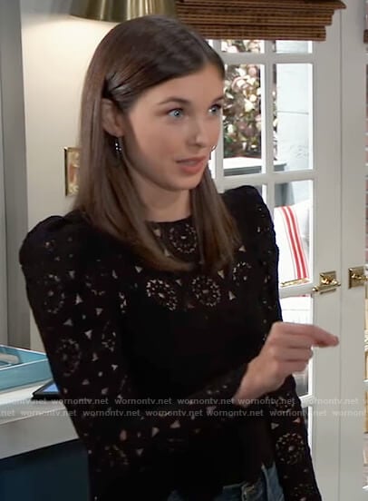 Willow’s black eyelet top on General Hospital