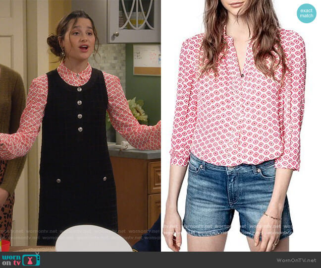 Zadig & Voltaire Tade Eyes Print Blouse worn by Lex (Jules LeBlanc) on Side Hustle