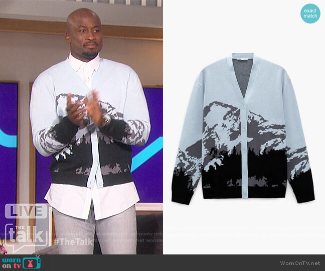 Zara Mountain Jacquard Cardigan worn by Akbar Gbajabiamila on The Talk