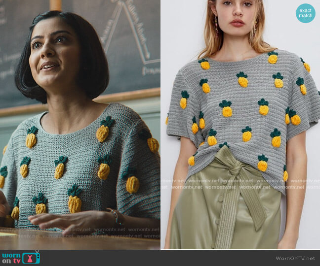 Zara Pineapple knit crochet Top