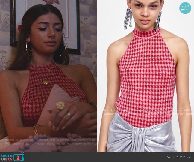 Zara Gingham Check Top worn by Ruby Mathews (Mimi Keene) on Sex Education