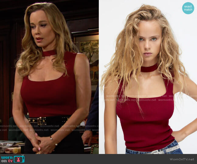 Zara Square Neck Knit Top worn by Donna Logan (Jennifer Gareis) on The Bold and the Beautiful