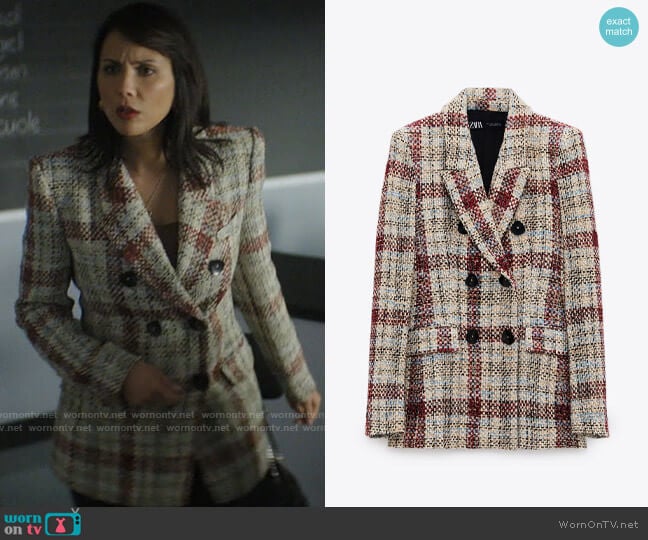 Zara Textured Check Blazer worn by Bree Wheeler (Lexa Doig) on Chucky
