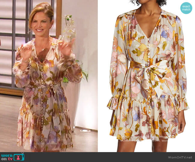 Zimmermann Floral Tiered Minidress worn by Natalie Morales on The Talk
