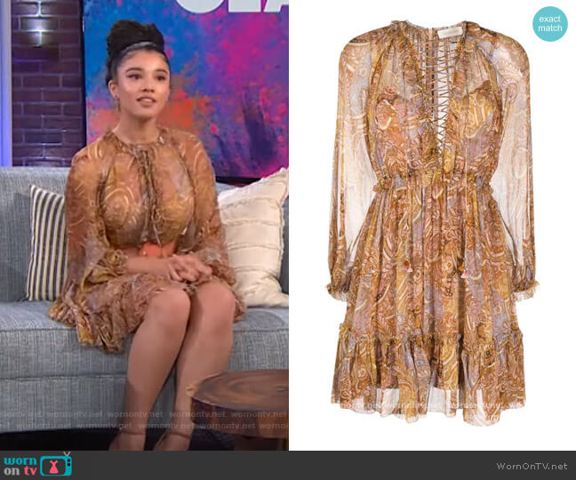 Zimmermann Concert lace-up paisley-print dress