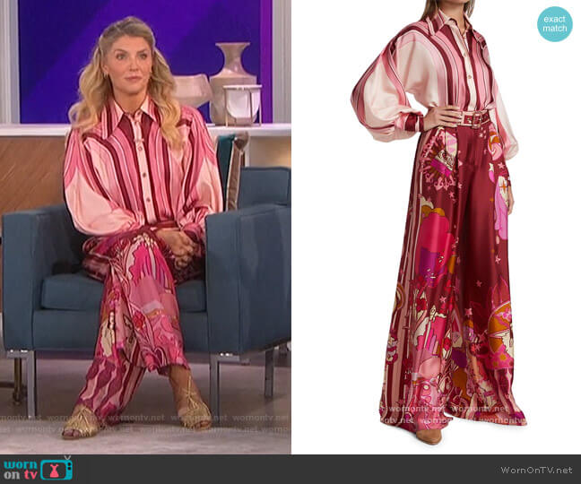 Zimmermann Concert striped silk-twill shirt worn by Amanda Kloots on The Talk