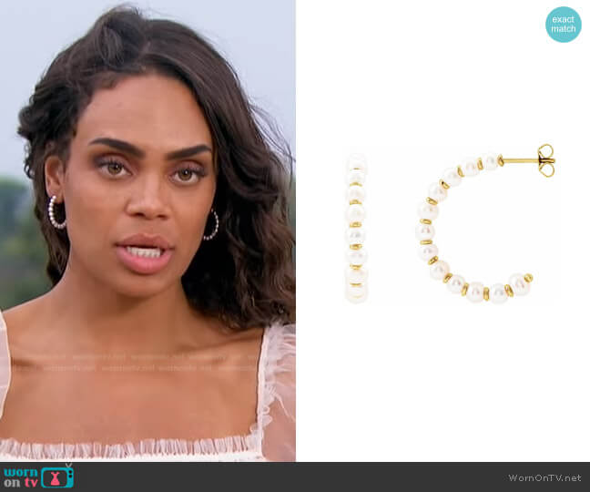 302 Fine Jewelry Cultured Freshwater Pearl Hoop Earrings worn by Michelle Young on The Bachelorette
