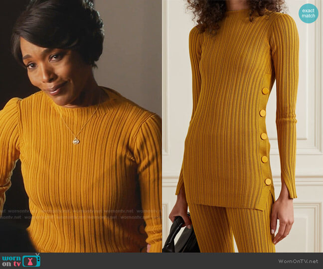Adam Lippes Ribbed Cotton-Blend Tunic worn by Athena Grant (Angela Bassett) on 9-1-1