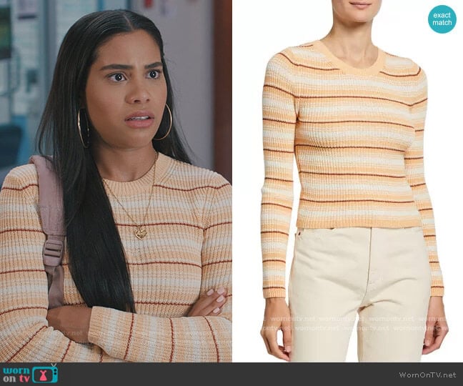 A.L.C. Milo Striped Sweater worn by Daisy (Haskiri Velazquez) on Saved By The Bell