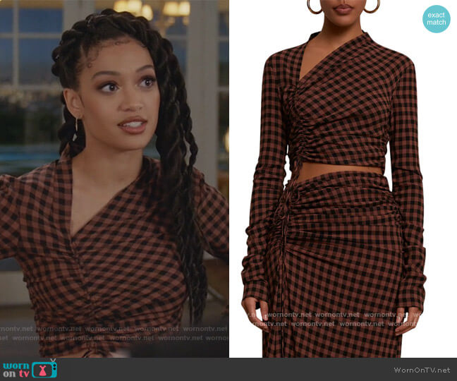 A.L.C. Oryn Printed Long Sleeve Top worn by Olivia Baker (Samantha Logan) on All American