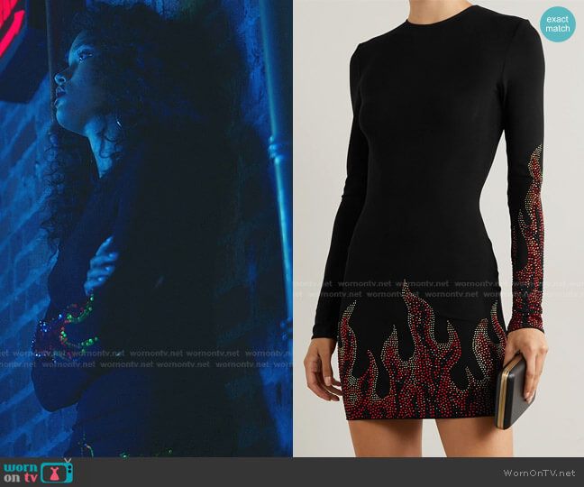 Alexandre Vauthier Crystal-Embellished Stretch-Jersey Mini Dress worn by Zoya Lott (Whitney Peak) on Gossip Girl