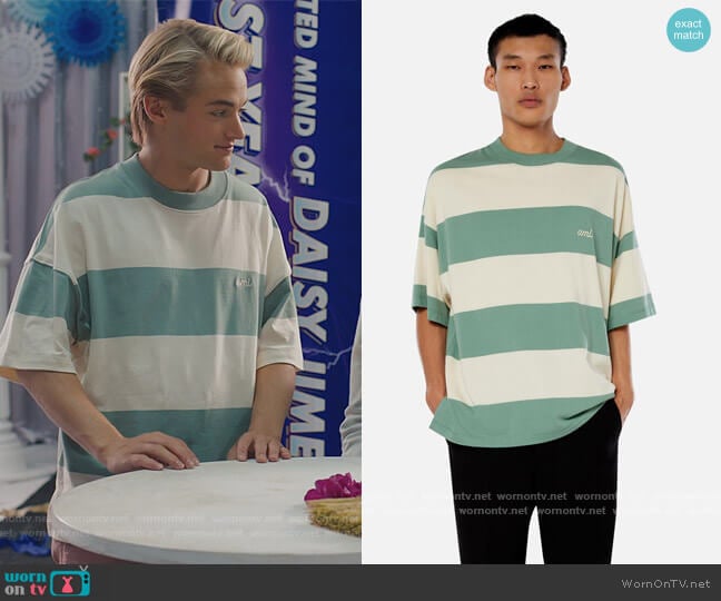 AMI Rugby Stripe Tee worn by Mac Morris (Mitchell Hoog) on Saved By The Bell