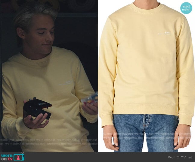 A.P.C. Item Logo Sweatshirt worn by Mac Morris (Mitchell Hoog) on Saved By The Bell