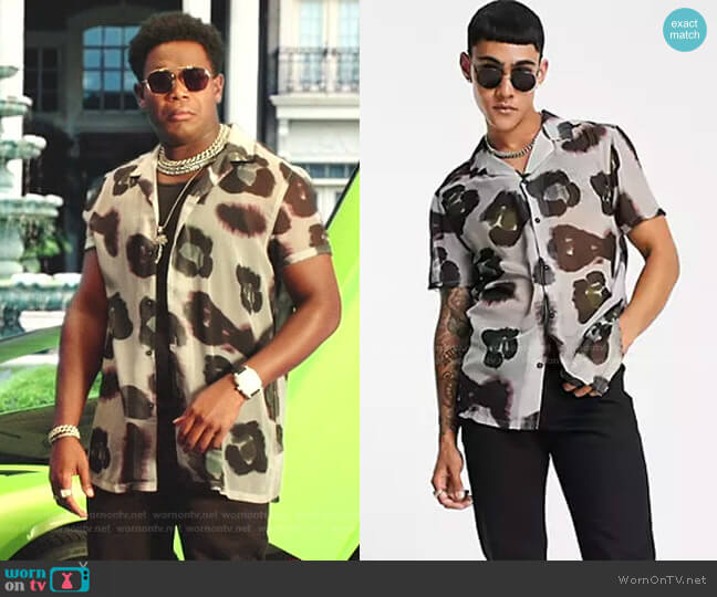 Asos Regular Revere Sheer Floral Shirt worn by DeVante (Dexter Darden) on Saved By The Bell