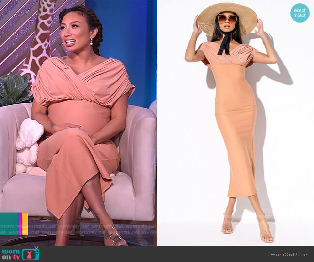 Akira Multi Wrap Tie Midi Dress worn by Jeannie Mai on The Real