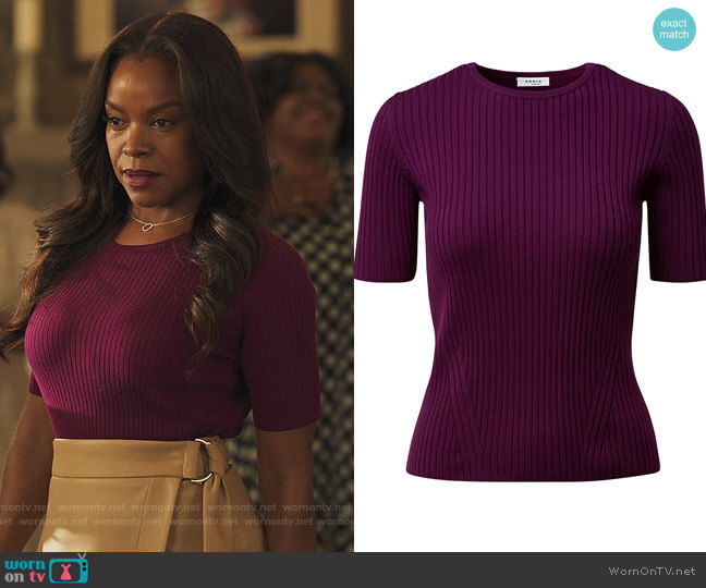 Akris Punto Ribbed Virgin Wool Knit T-Shirt worn by Leah Franklin-Dupont (Nadine Ellis) on Our Kind of People