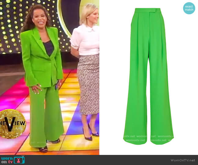Alex Perry Hale high-rise wide-leg crêpe pants worn by Sunny Hostin on The View