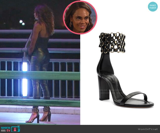 Alexandre Birman Dahra Link Leather Sandals worn by Michelle Young on The Bachelorette