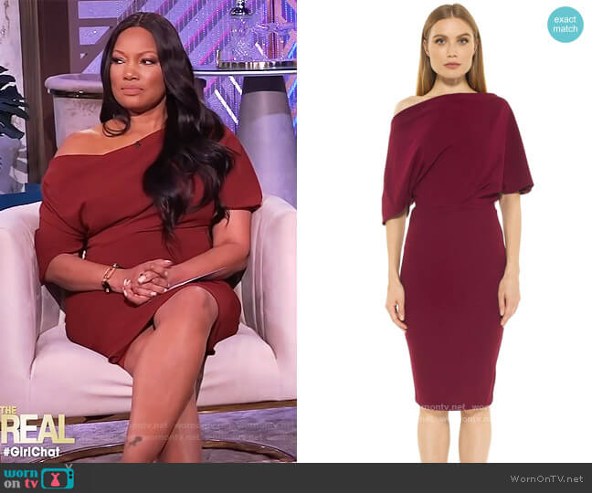 Alexia Admor Olivia Drapped One Shoulder Sheath worn by Garcelle Beauvais on The Real