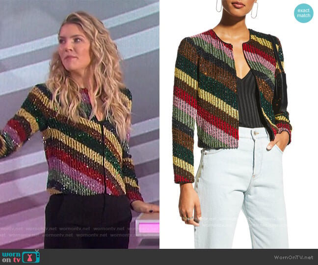 Alice + Olivia Kidman Sequined Boxy Jacket worn by Amanda Kloots on The Talk