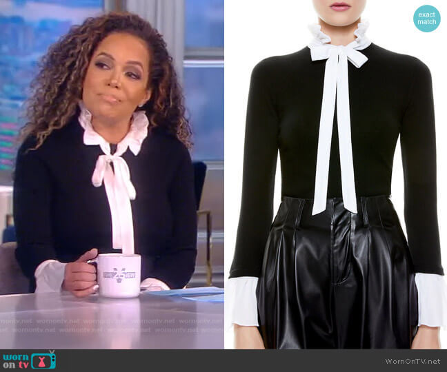 Alice + Olivia Cornelia Wool & Silk-Blend Tieneck Sweater worn by Sunny Hostin on The View