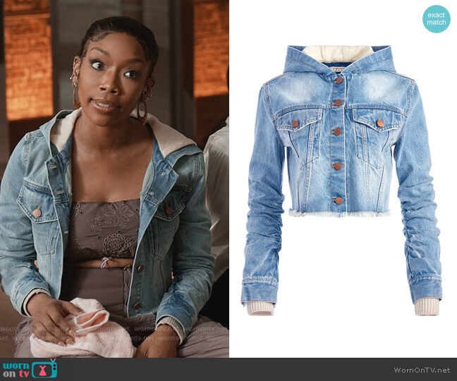 Alice + Olivia Emma Scrunched Sleeve Hoodie Jacket worn by Naomi (Brandy Norwood) on Queens