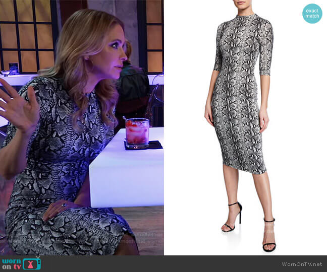 Alice + Olivia Delora Snake-Print Mock-Neck Elbow-Sleeve Fitted Dress worn by Olivia Falconeri (Lisa Lo Cicero) on General Hospital